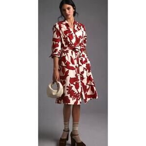 ANTHROPOLOGIE Maeve Floral Printed Shirt Dress M